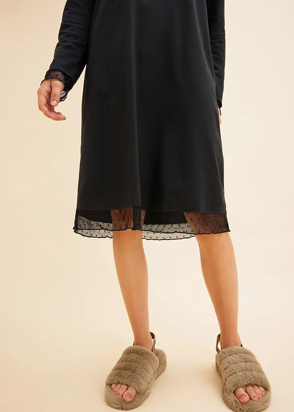 Chemise de nuit en coton avec empiècements dentelle, bonprix