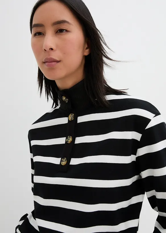 Sweat-shirt long avec col camionneur, bonprix