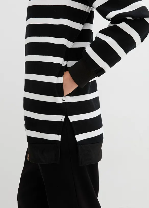 Sweat-shirt long avec col camionneur, bonprix