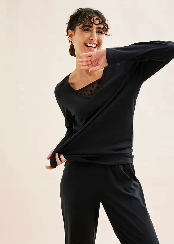 Pyjama avec empiècement mesh, bonprix