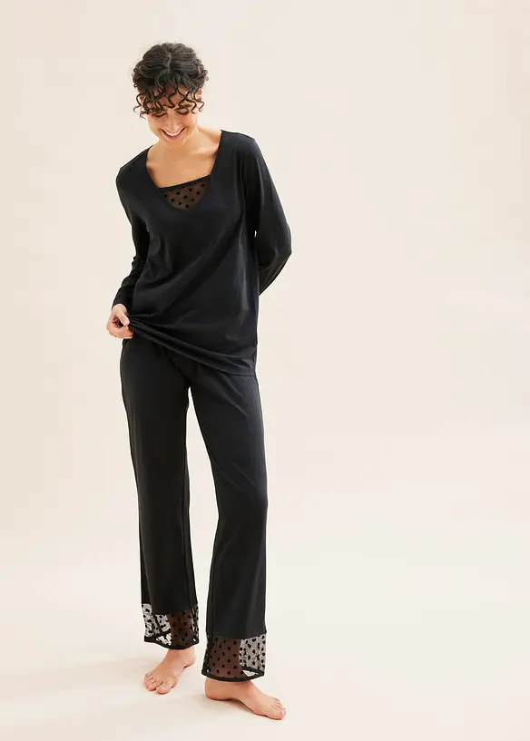 Pyjama avec empiècement mesh, bonprix