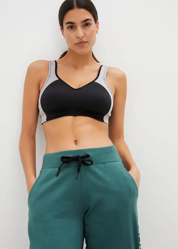 Pantalon de jogging avec finitions bord-côtes et imprimé, bonprix