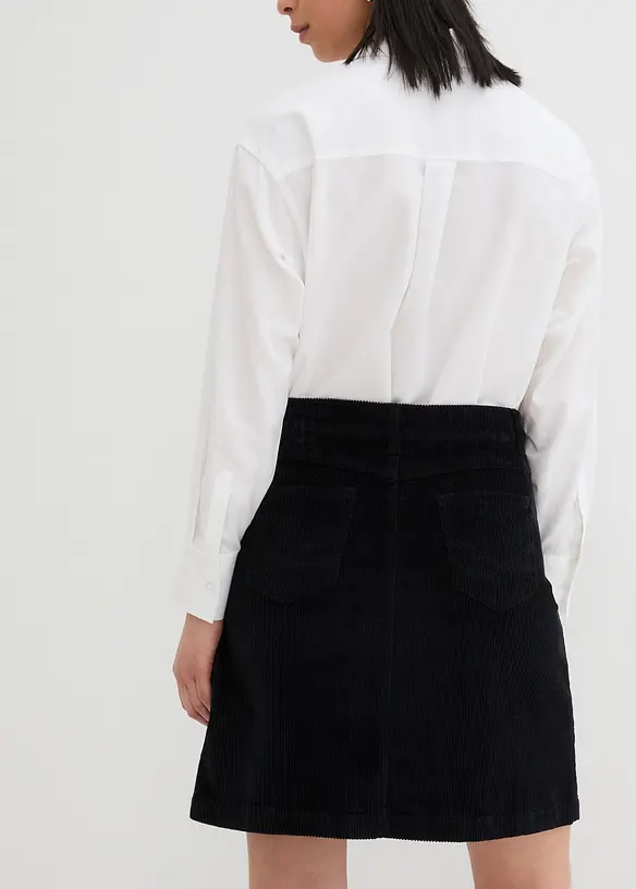 Jupe boutonnée en velours côtelé extensible, bonprix