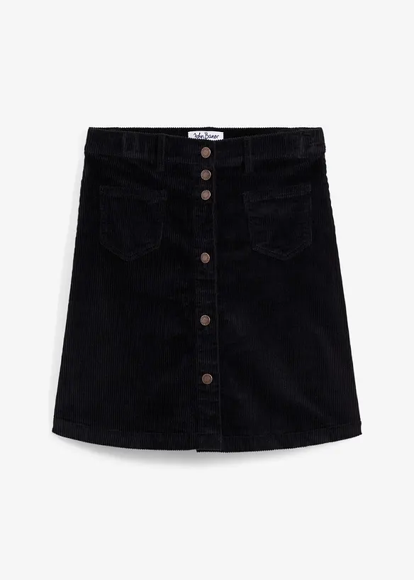 Jupe boutonnée en velours côtelé extensible, bonprix