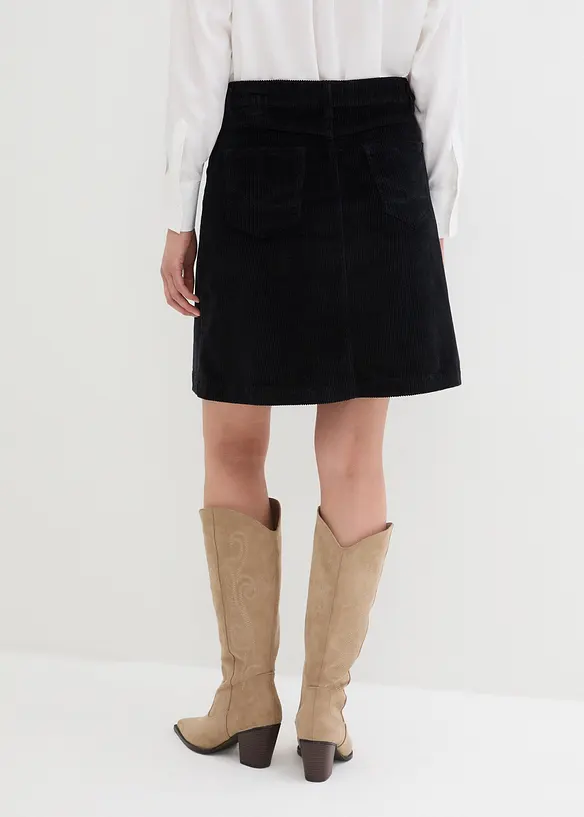 Jupe boutonnée en velours côtelé extensible, bonprix