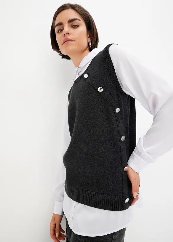 Pull à empiècement chemisier, bonprix