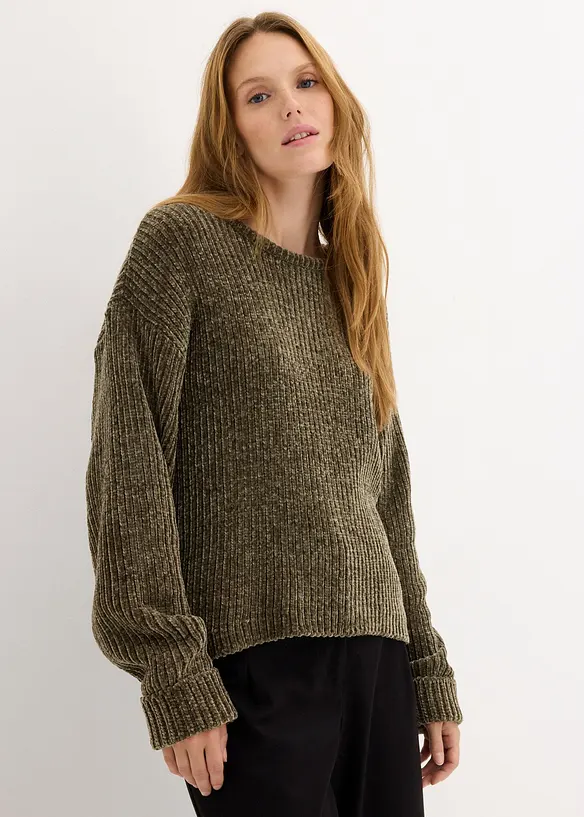Pull oversize en maille chenille toute douce, bonprix