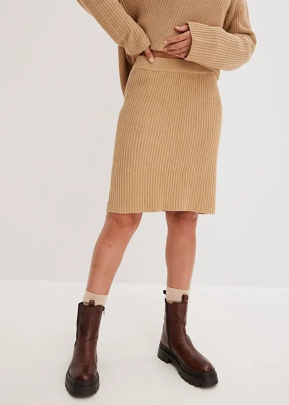 Jupe en maille 100% coton, bonprix