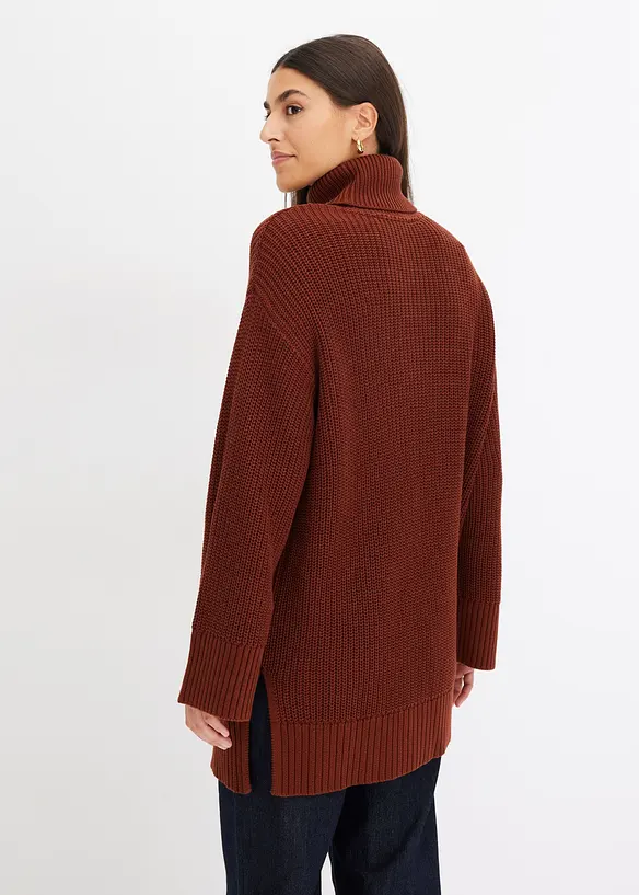 Pull col roulé oversize en coton mélangé, bonprix