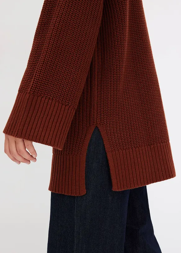 Pull col roulé oversize en coton mélangé, bonprix