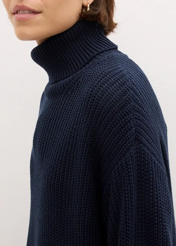 Pull col roulé oversize en coton mélangé, bonprix