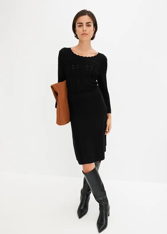 Robe en maille ajourée, bonprix