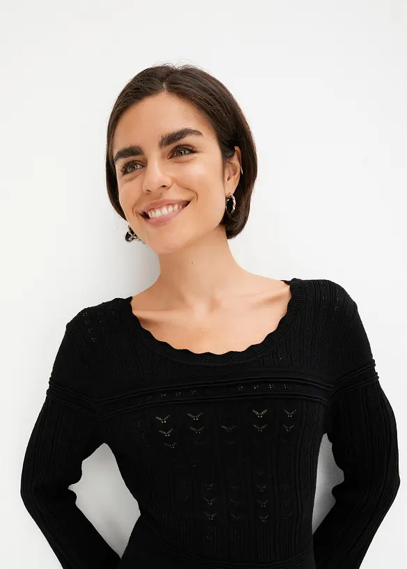 Robe en maille ajourée, bonprix