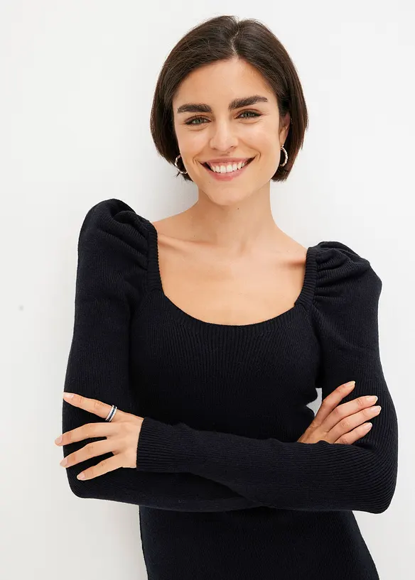 Robe en maille &agrave; d&eacute;collet&eacute; carr&eacute;, bonprix