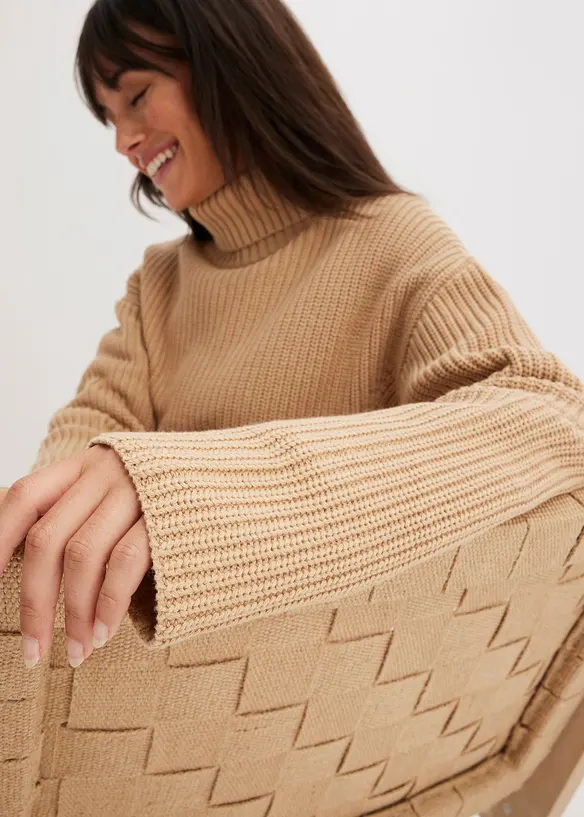 Pull col roulé 100% coton, bonprix