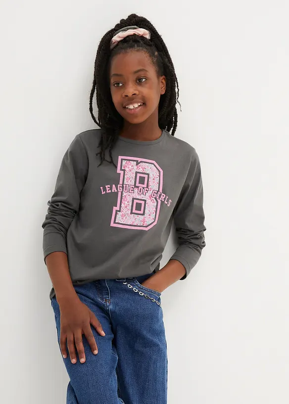 Lot de 3 T-shirts manches longues 100% coton, bonprix