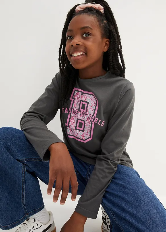 Lot de 3 T-shirts manches longues 100% coton, bonprix