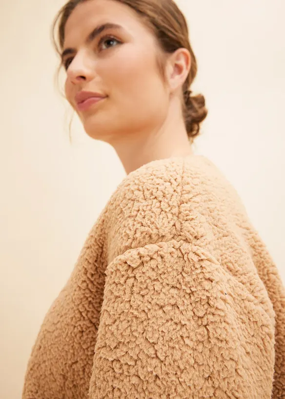 Pyjama en polaire avec haut brodé, bonprix