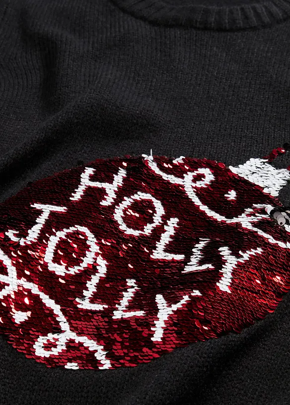 Pull de Noël avec sequins réversibles, bonprix
