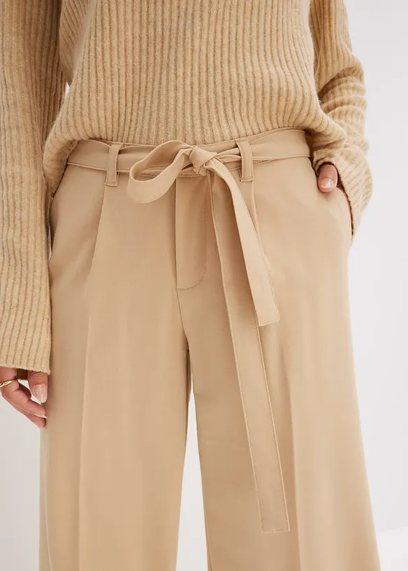 Pantalon &agrave; pinces en viscose m&eacute;lang&eacute;e, bonprix