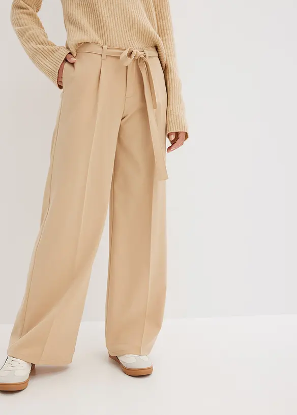 Pantalon &agrave; pinces en viscose m&eacute;lang&eacute;e, bonprix