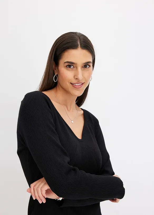 Robe en maille c&ocirc;tel&eacute;e, bonprix