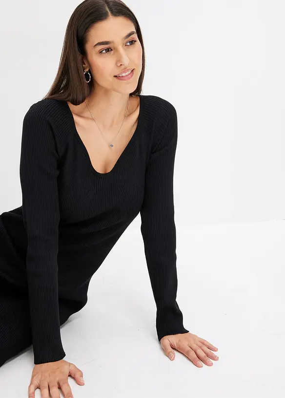 Robe en maille c&ocirc;tel&eacute;e, bonprix