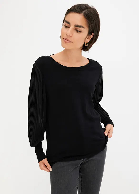 Pull à manches plissées, bonprix