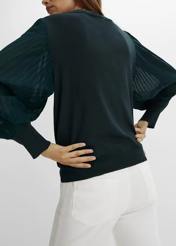 Pull à manches plissées, bonprix
