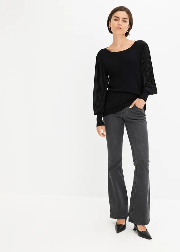 Pull à manches plissées, bonprix