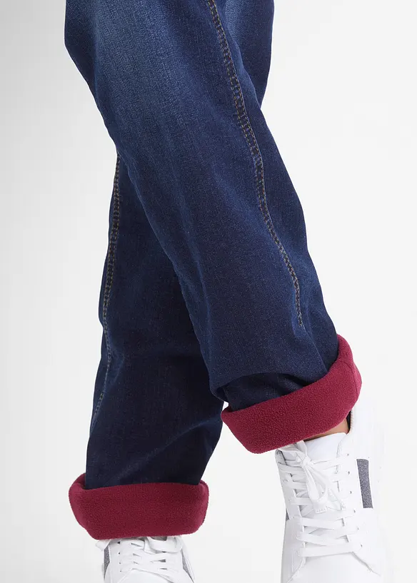 Jean droit taille mi-haute, thermique, bonprix