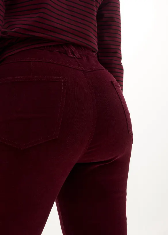 Pantalon Flare en velours côtelé extensible avec taille haute confortable, bonprix