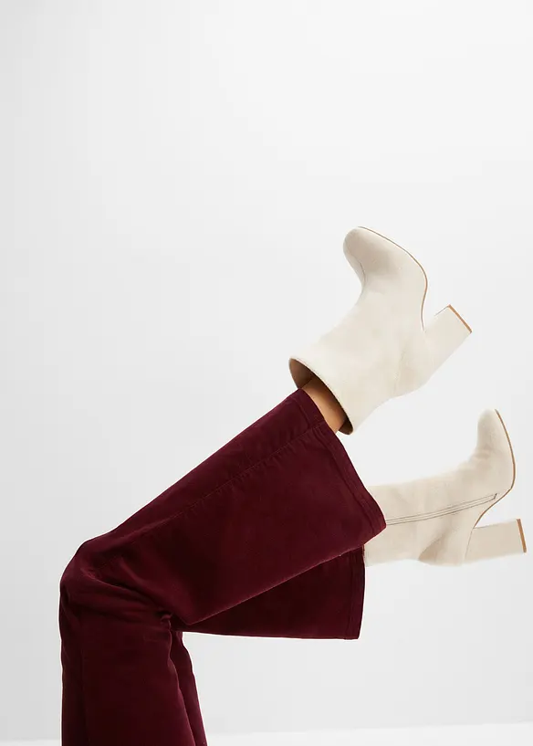 Pantalon Flare en velours c&ocirc;tel&eacute; extensible avec taille haute confortable, bonprix