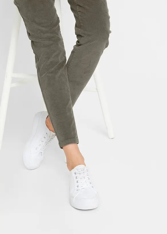 Pantalon en velours côtelé, taille élastiquée, bonprix