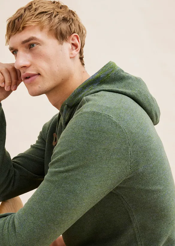 Pull doux en coton mélangé à capuche, bonprix