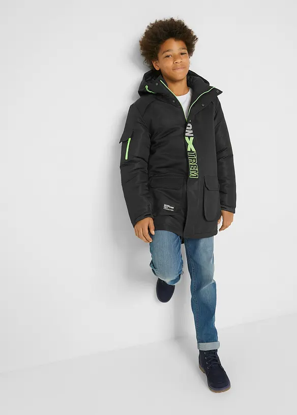 Parka d’hiver à capuche et détails sportifs, bonprix