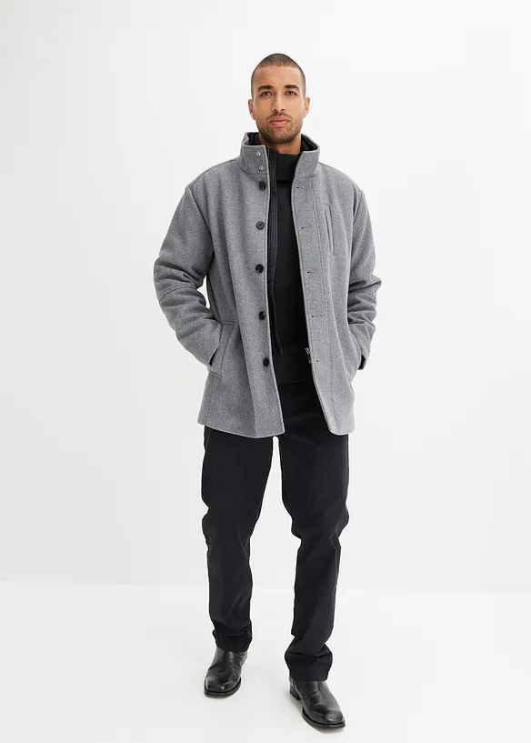 Veste d’hiver aspect laine avec empiècement coupe-vent, bonprix