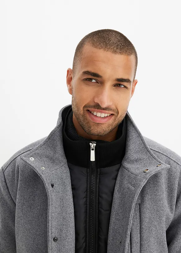 Veste d’hiver aspect laine avec empiècement coupe-vent, bonprix