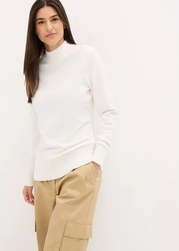 Pull basique en fine maille à col montant, bonprix