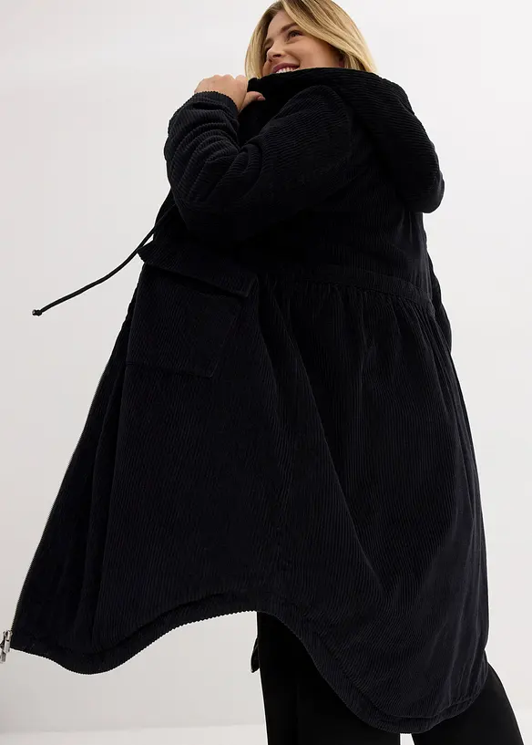 Manteau en velours côtelé 100% coton avec capuche doublée sherpa, bonprix