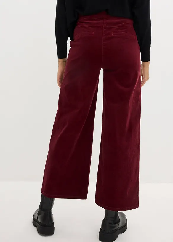 Pantalon en velours côtelé, taille haute élastiquée, bonprix