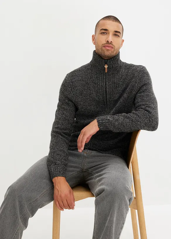 Gilet en maille à col montant, bonprix