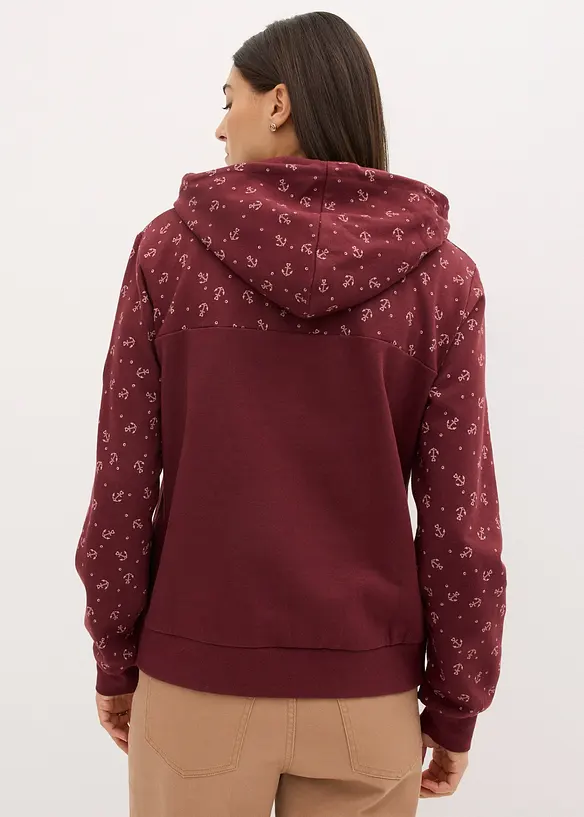 Sweat à capuche et col zippé, 100% coton, bonprix