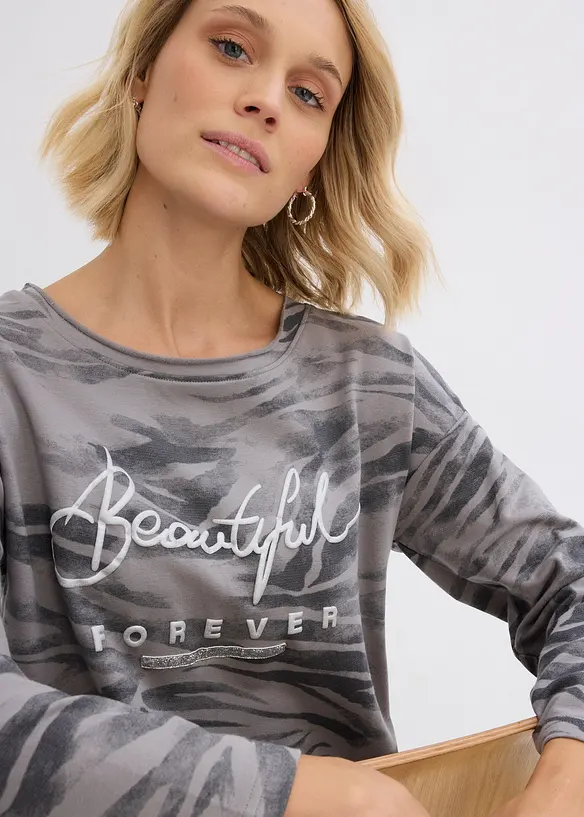 T-shirt manches longues en coton extensible, bonprix