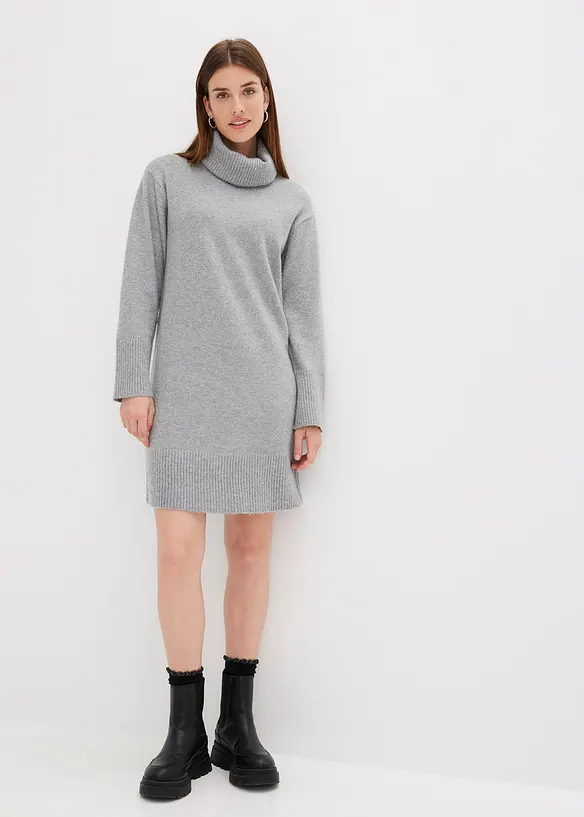 Robe en maille &agrave; col roul&eacute;, bonprix