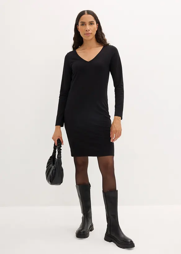 Robes en jersey à col V, bonprix