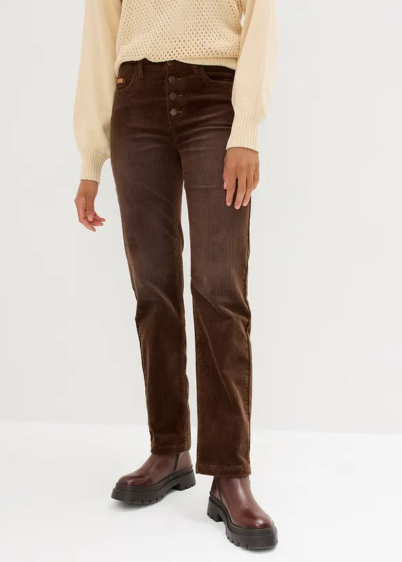 Pantalon droit en velours côtelé extensible, bonprix