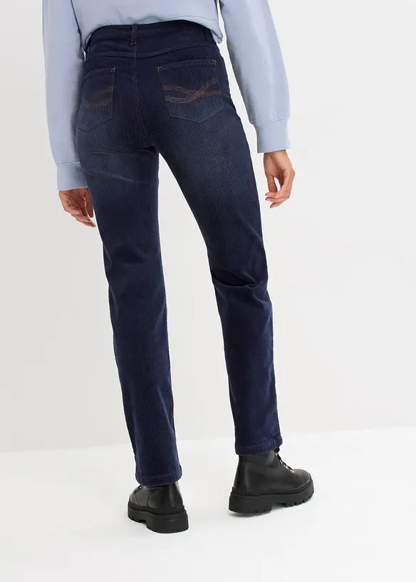Pantalon droit en velours côtelé extensible, bonprix