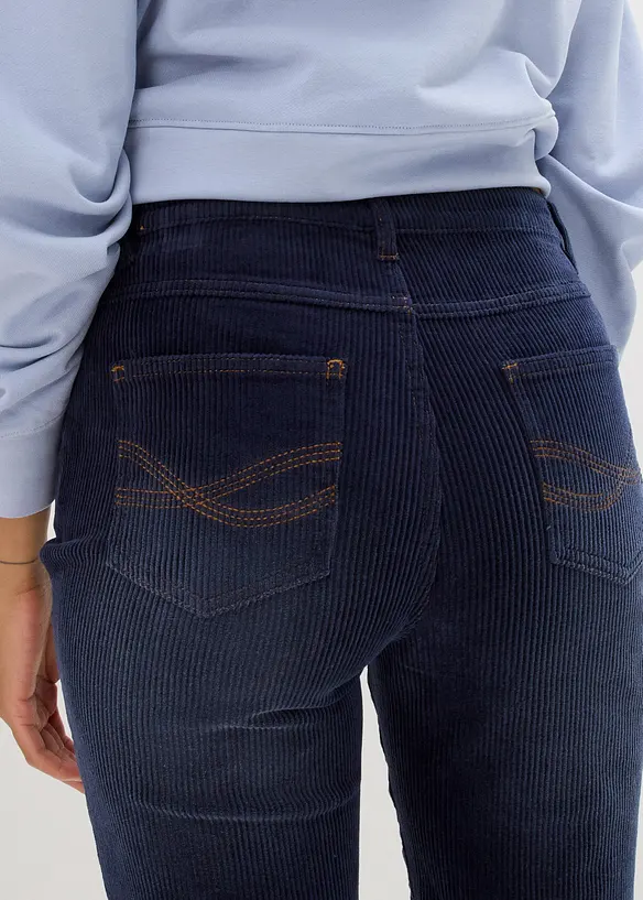 Pantalon droit en velours côtelé extensible, bonprix