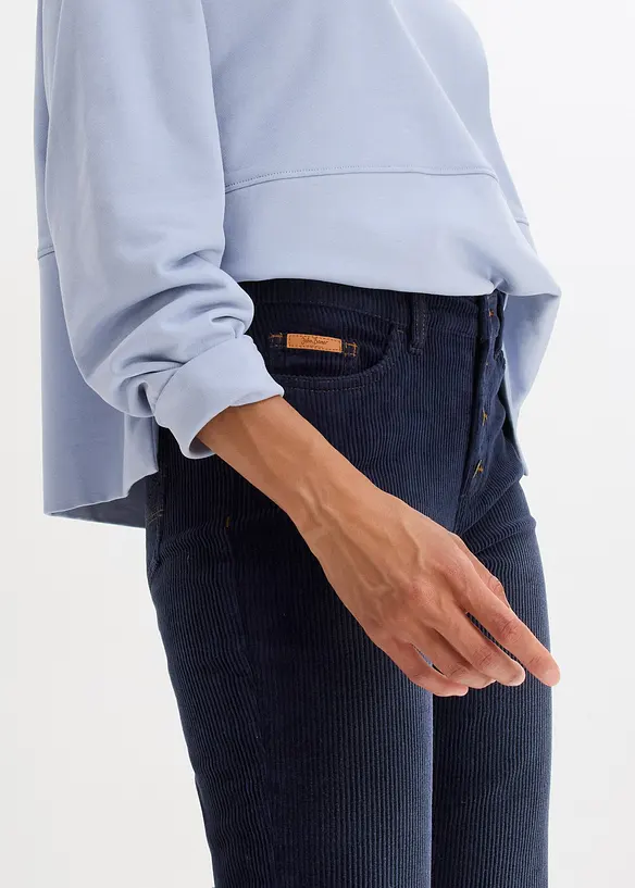 Pantalon droit en velours côtelé extensible, bonprix